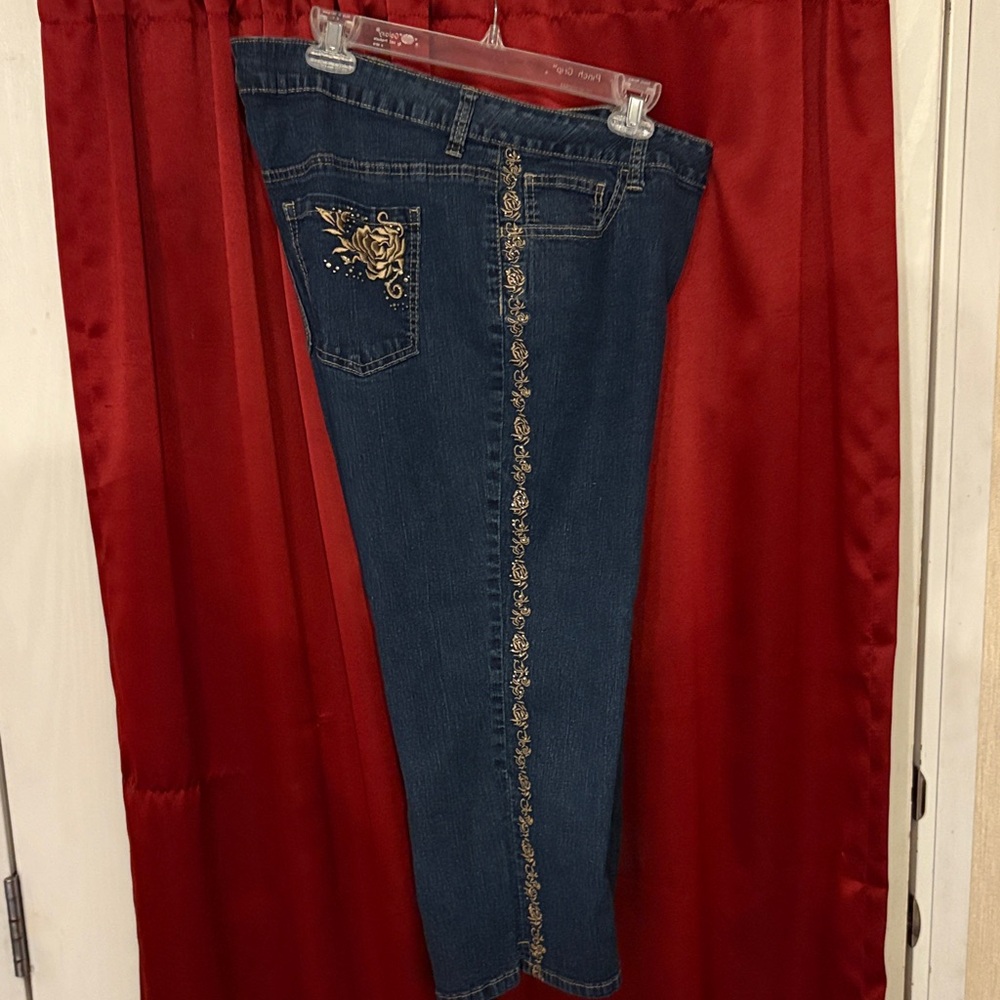 Elegant Embroidered Blue Jeans